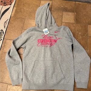 Play for Kay breast cancer Nike Heather Gray Hoodie with Pink Accents